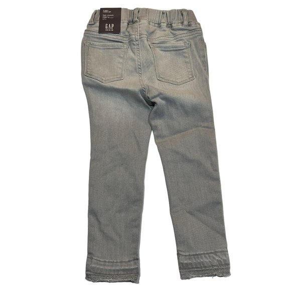 NWT GAP Toddler Girls High Stretch Jegging Jeans Sz 4T Gray Floral #521344 - Picture 2 of 5